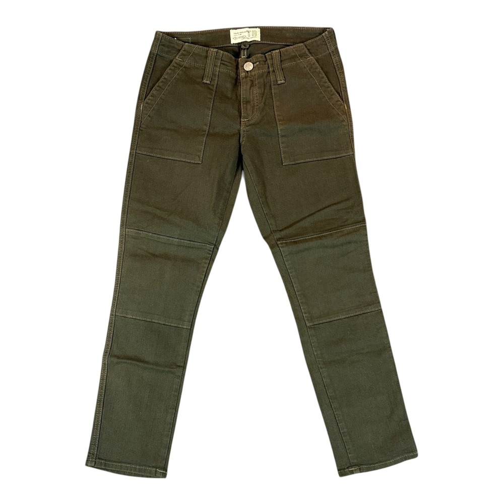 True Religion Joyce Cargo Pants Womens 27 Olive Green Slim Straight Utility Knee